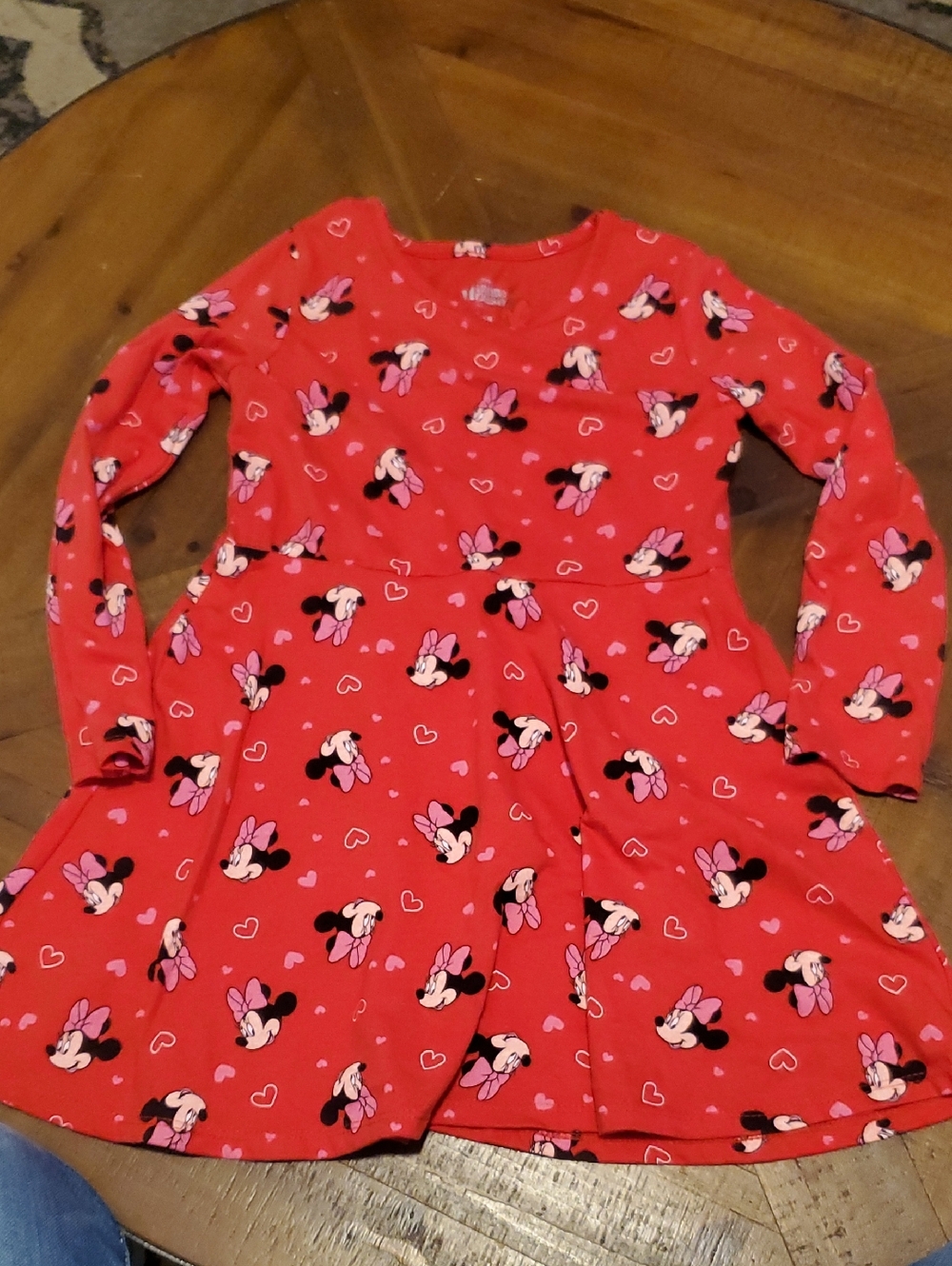Disney Girls Red Dress with Pink Minnie Mouse Print